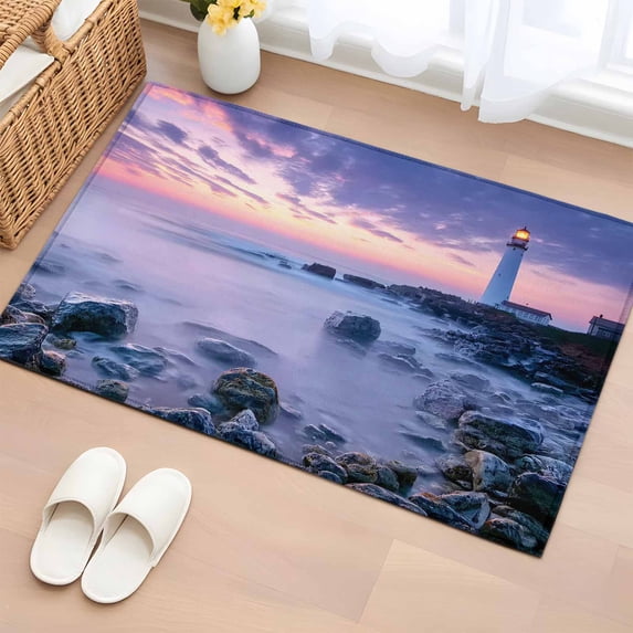 Coastal Entryway Rug 2'x3' Non Slip Front Door Mats, Summer Beach Ocean Nautical Entrance Rugs Indoor Outdoor Carpet, Washable Floor Mats Small Area Rug for Bedroom Kitchen