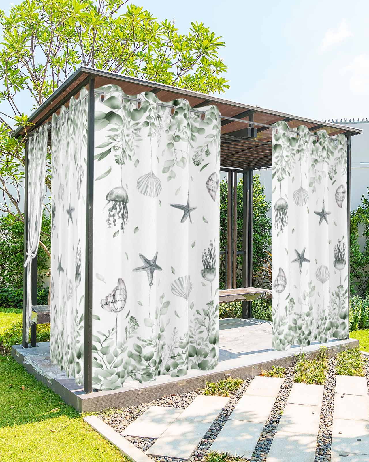 Picture Idea: Coastal Eucalyptus Outdoor Curtains For Patio Waterproof Sage Green
