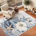 thumbnail image 1 of Coastal Fall Area Rugs 5'x7', Washable Small Throw Rugs for Laundry Room Playroom, Thanksgiving Blue Pumpkins Starfish Coral Indoor Outdoor Rug Non-Slip Low Pile Carpet Runner Reversible Floor Mats, 1 of 8