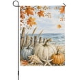 thumbnail image 1 of Coastal Fall Garden Flags For Outdoor, Coastal Blue Pumpkin Starfish Seashell Maple Leaf Small Double Side Yard Flags Weather Proof Garden Decor for Lawn Outside Holiday 12 x 18 Inches, 1 of 9