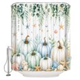 thumbnail image 1 of Coastal Fall Pumpkins Bathroom Shower Curtains with 12 Hooks Waterproof Shower Curtain for Stalls and Bathtubs Ocean Nautical Green Eucalyptus Leaves Decorative Bathroom Curtain 54x78 Inches, 1 of 9