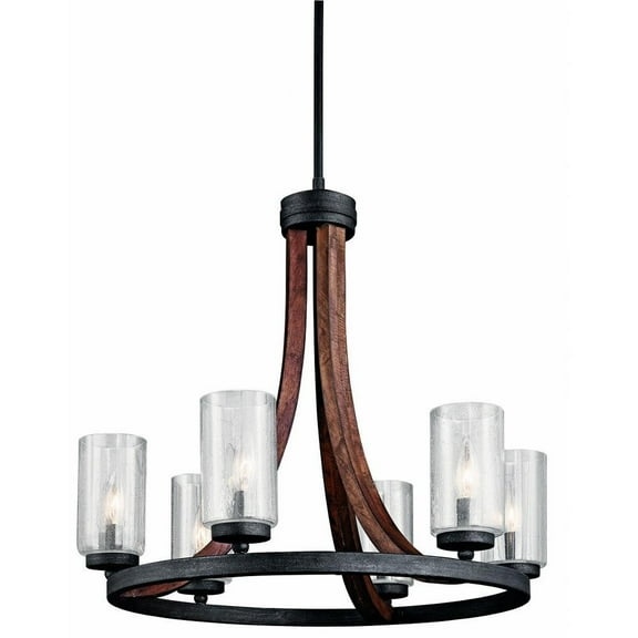 Coastal Farmhouse Six Light Chandelier-Auburn Stained Finish Bailey Street Home 147-Bel-1634675
