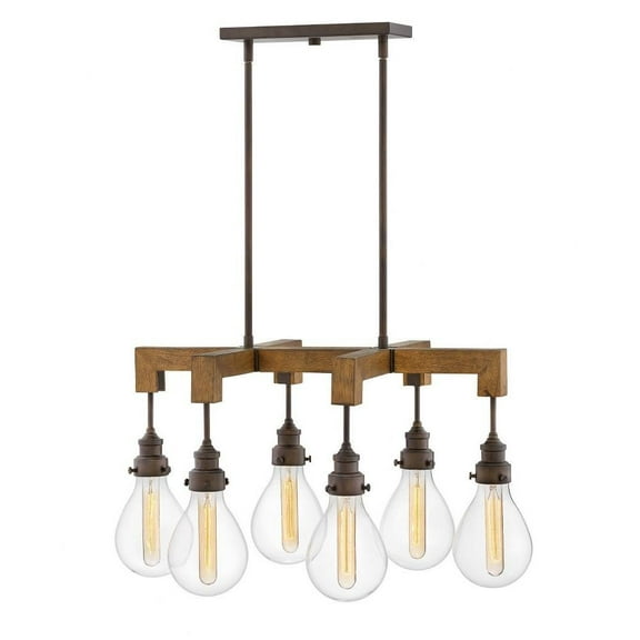 Coastal Farmhouse Six Light Chandelier-Industrial Iron Finish Bailey Street Home 81-Bel-2885310