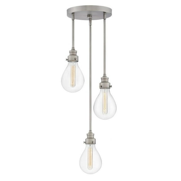 Coastal Farmhouse Three Light Chandelier-Pewter Finish Bailey Street Home 81-Bel-3002370