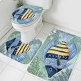 thumbnail image 1 of Coastal Fish Bathroom Rugs Set Summer Ocean Stripe Ombre Fish Coral Marine Life Non Slip Absorbent Soft Bath Mats 3 Piece Set with Bathroom Rug, U-Shaped Floor Mat, Toilet Seat Cover Large Size, 1 of 9