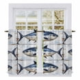 thumbnail image 1 of Coastal Fish Kitchen Curtains, Oil Painting Ocean Nautical Beach Light Filtering Window Curtain Panels, 2Pcs Rod Pocket Window Treatments Set for RV Dining Room Study Room 42x45 Inches, 1 of 9