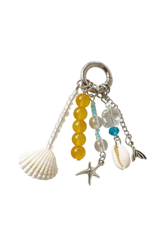 Coastal Fish Tail Shell Beaded Key Holder Stylish Handmade Alloy Ornament