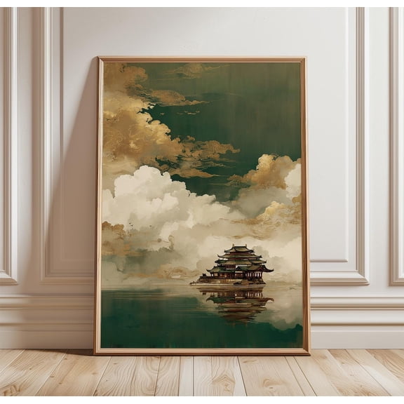 Coastal Fishing Harbour Vintage Seaside Calm Ocean Sunset Decor Unframed Paper Print