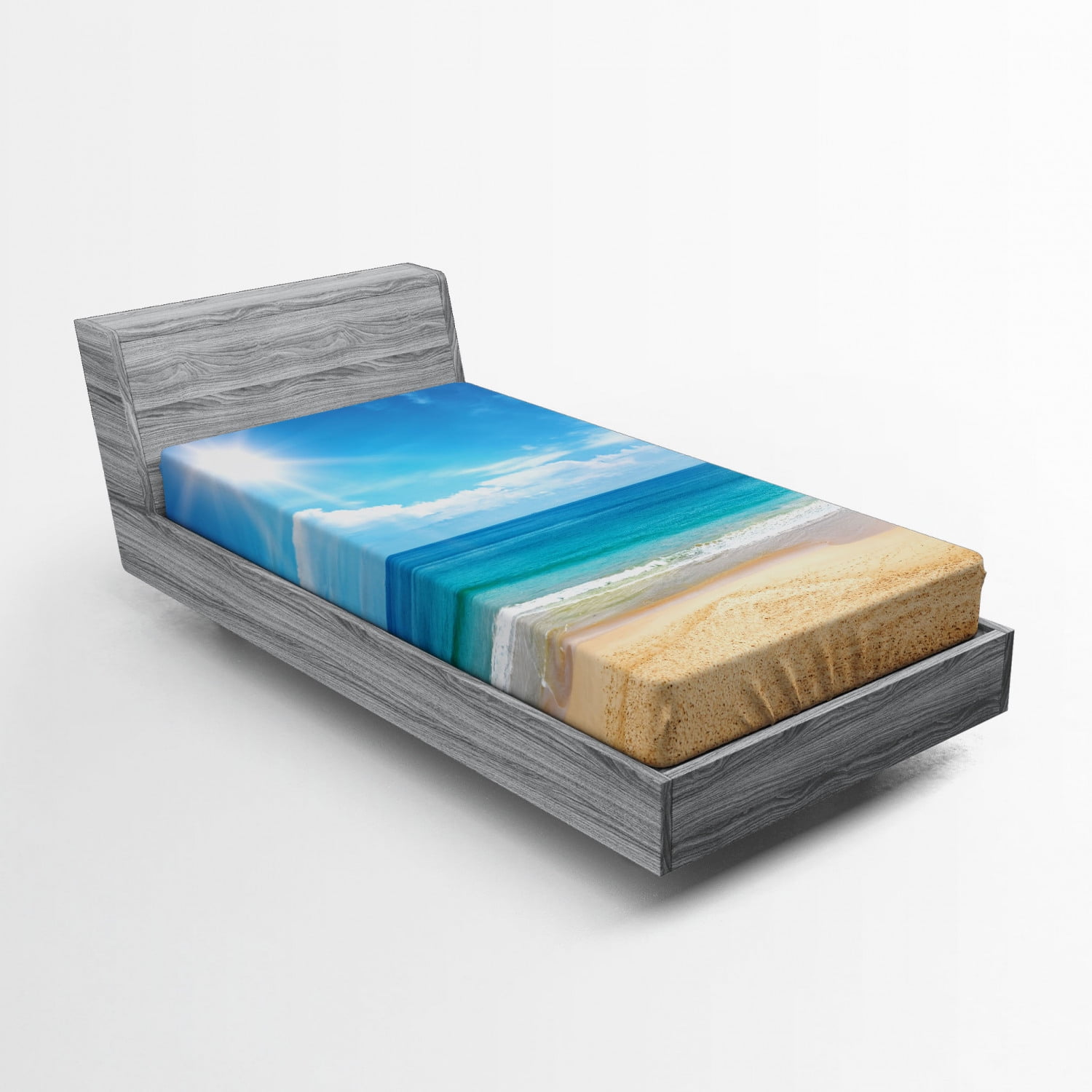 Coastal Fitted Sheet Tropical Seascape Ocean Summer Beach Sands in