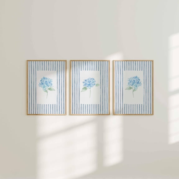 Coastal Floral Wall Art Blue Hydrangea Prints, Hamptons Style Decor, Grandmillenial Preppy Botanical Print, Poster Only