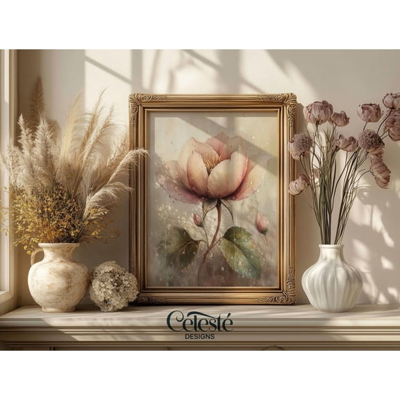 Coastal Flowers Print, Ocean Beach Print, Seaside Landscape Wall Art Home Decor #4743, 8x12 UNFRAMED