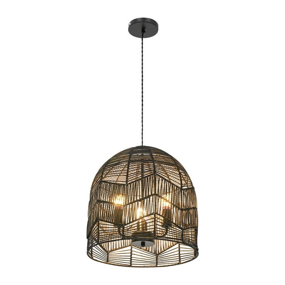 Coastal Flush Mount Rattan Ceiling Light Hand-Woven Hanging Lights Fixture