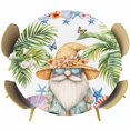 thumbnail image 1 of Coastal Gnomes Round Tablecloth, Fitted Table Cover with Elastic for 36"-44" Round Tables, Ocean Starfish Shell Palm Tree Butterfly Table Cloth Outdoor Indoor Dinning Party Waterproof Tablecloths, 1 of 7