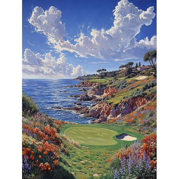 Coastal Golf Course Canvas Painting/Wall Art Suitable for Living Room Bedroom Office Study and Hotel Decoration