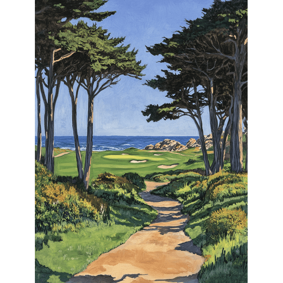 Coastal Golf Course Pathway Canvas Print/Wall Art Perfect for Living Room Bedroom Office Hallway and Golf Lover's Den Decoration.