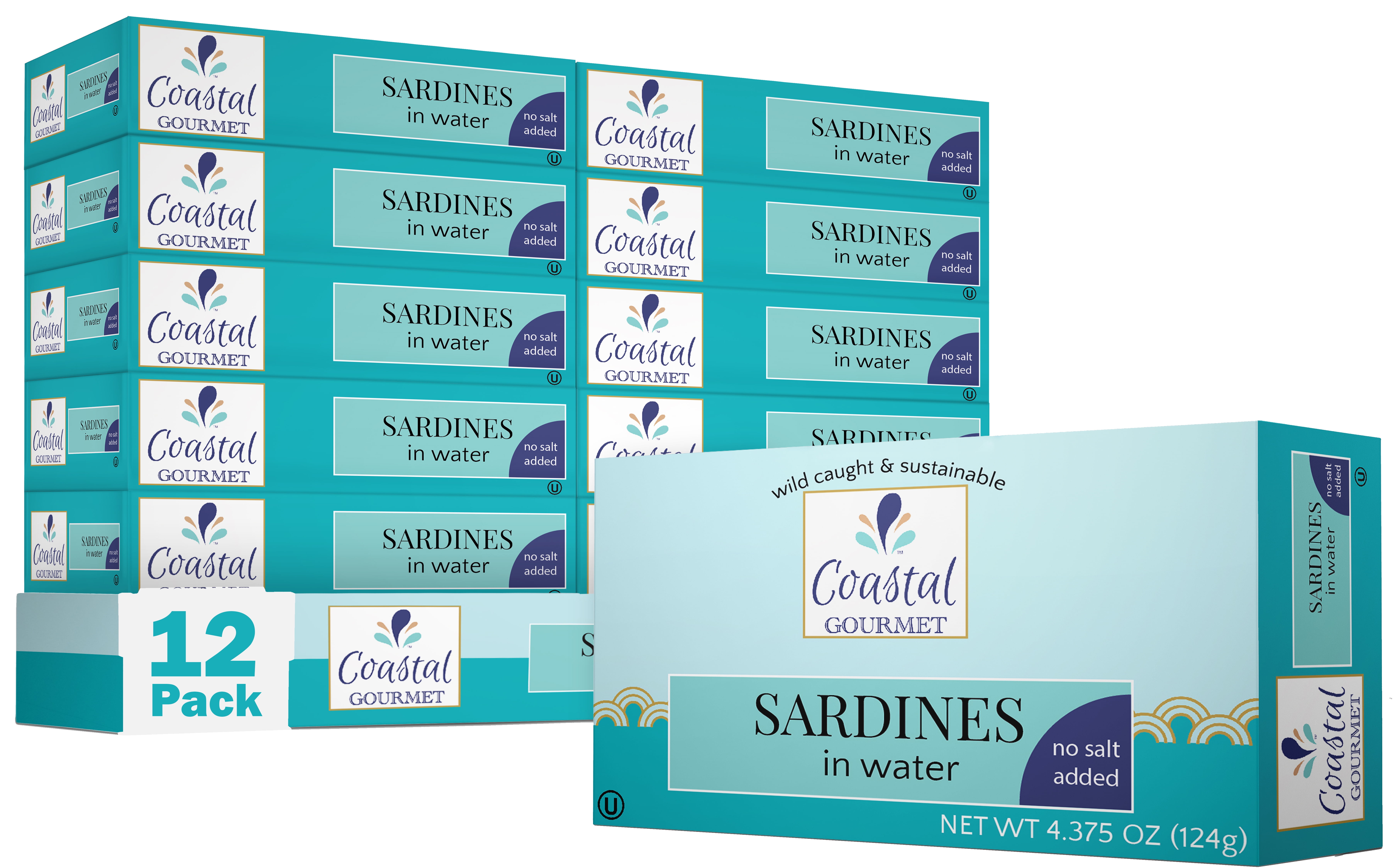 Coastal Gourmet Sardines in Water No Salt Added 4.375 oz. (Pack of 12