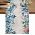 thumbnail image 1 of Coastal Green Seaweed Table Runner 72 Inches, Summer Beach Coral Starfish Rustic Bed Runner Dresser Scarves Tabletop for Indoor Outdoor Parties/Ceremony/Banquet, 16" x 72", 1 of 9