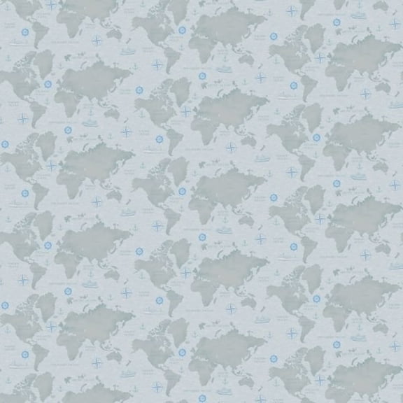 Coastal Guardians Map Gray Cotton Fabric