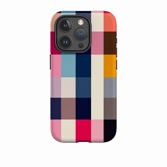 Coastal Harbor Nautical Gingham Plaid Check Pattern Case for iPhone 11 12 13 14 15 16 17 Pro Max