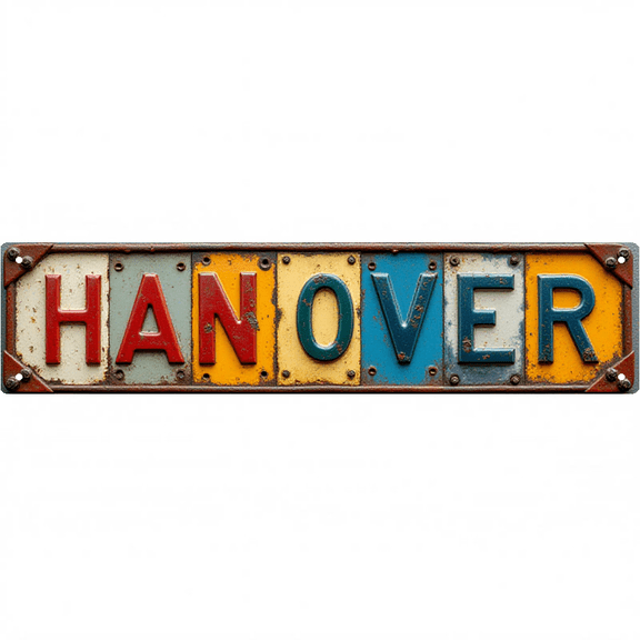 Coastal Harbor Street Sign 16*4 Inch Tin Art "HANOVER" for Beach Patio Bar Vintage Decor