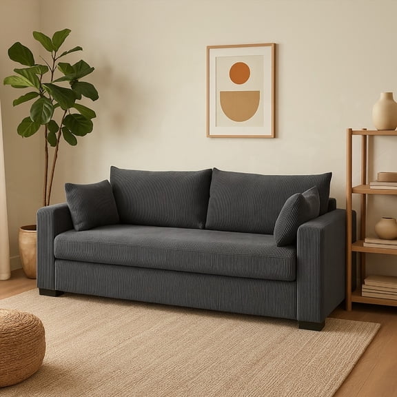 Coastal Haven Corduroy Sofa - Soft Fabric, Inviting Support