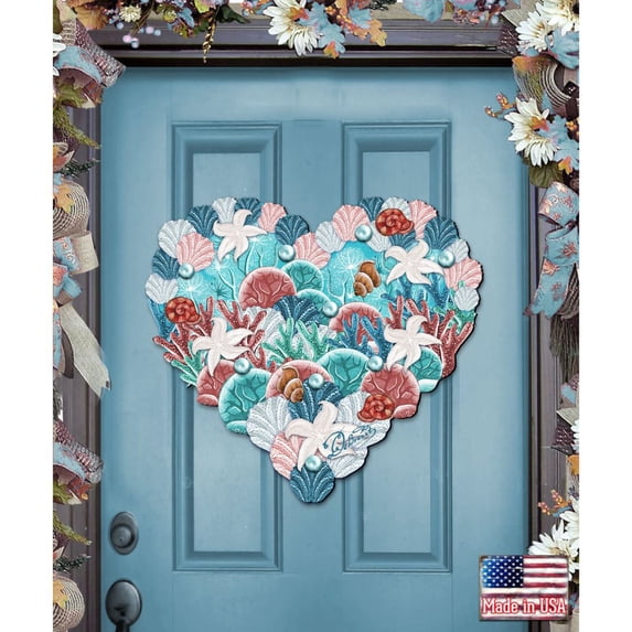 Coastal Heart Door Hanger, Door Decor by G. DeBrekht | Coastal Holiday Decor - 8198737H