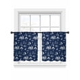 thumbnail image 1 of Coastal Holiday Sheer Curtains 54 Inch Long 2 Panels, Ocean Coconut Tree Surfing Boat Navy Blue Light Filtering Rod Pocket Curtains, Sheer Voile Drapes for Living Room Bedroom, 52"x54", 1 of 8