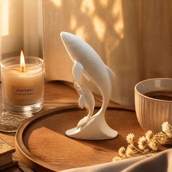 Coastal Home Decor, Whale Sculpture Tabletop Decor, Ocean Animal Figurine 3D Printed Whale Statue Nautical Home Decor For Tabletop Shelf Living Room Bedroom Decorative Accent
