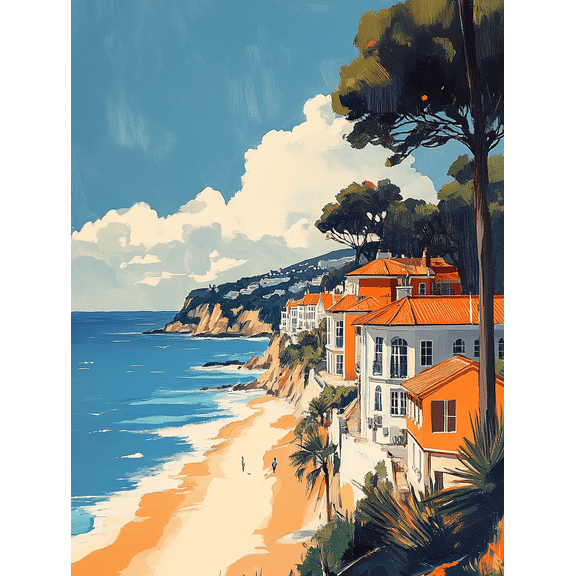 Coastal House Beach Scene Canvas Print/Wall Art Suitable for Living Room Bathroom Office and Hotel Decoration.