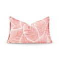 thumbnail image 1 of Hofdeco Premium Coastal Patio Indoor Outdoor Lumbar Pillow Cover Only, 12"x20" Water Resistant for Backyard, Couch, Coral Pink Palm Leaf, 1 of 5