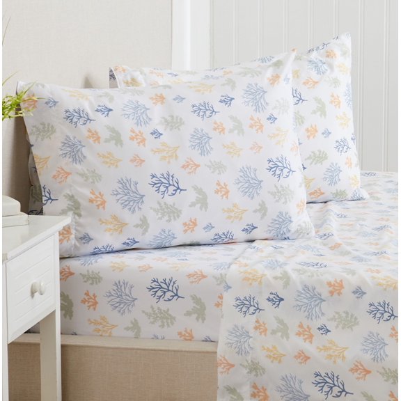 Coastal Inspired Microfiber Sheet Set, Full, 4 Pieces