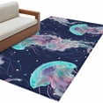 Coastal Jellyfish Area Rug 3x5 Washable Rug Non Slip Deep Sea Nautical ...