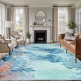 thumbnail image 1 of Coastal Jellyfish Blue Area Rug 5x7 Washable Rug Non Slip Summer Beach Nautical Coral Starfish Large Area Rug Soft Stainresistant Indoor Floor Carpet for Living Room Bedroom Home Office Dining Room, 1 of 8