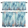thumbnail image 1 of Coastal Jellyfish Blue Kitchen Curtains Sets for Windows 36 Inch Length, Summer Beach Nautical Coral Starfish Rod Pocket Window Treatments Tier Curtains and Valances Set for Bedroom/Bathroom, 1 of 8
