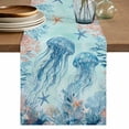 thumbnail image 1 of Coastal Jellyfish Blue Table Runner 60 Inches, Summer Beach Nautical Coral Starfish Bed Runner Dresser Scarves Tabletop for Indoor Outdoor Parties/Ceremony/Banquet, 13" x 60", 1 of 8
