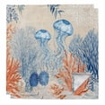 thumbnail image 1 of Coastal Jellyfish Cloth Napkins, Nautical Ocean Orange Blue Coral Leaves Washable and Reusable Dinner Napkins Set of 2, Table Napkin for Kitchen Party Birthday Wedding Hotel Housewarming 20"x20", 1 of 9