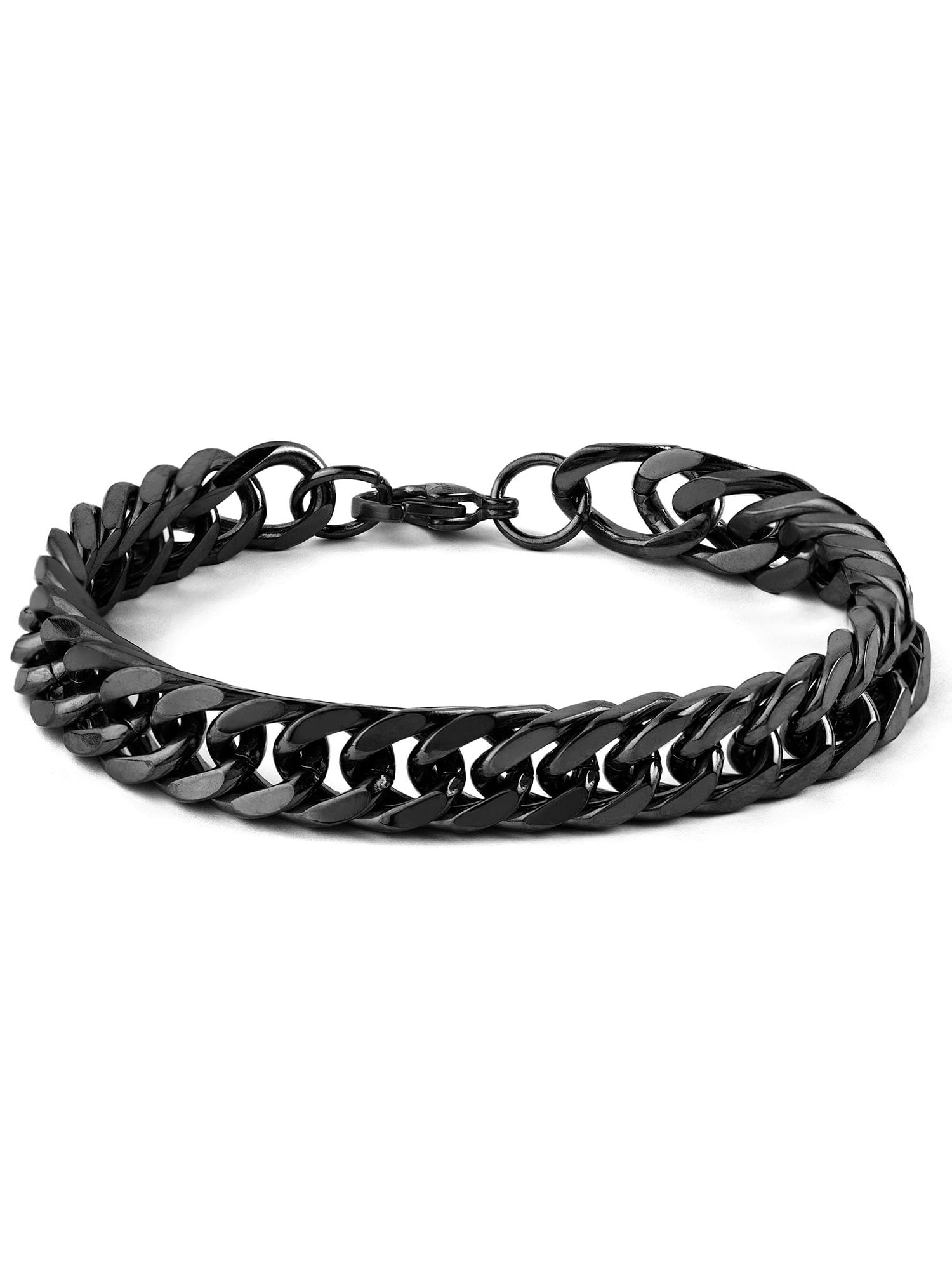 Crucible Jewelry Men's Curb Link Chain Black Plated Steel Bracelet - 8"