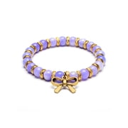 ELYA Jewelry Womens Bow Charm Light Purple Jade Stone Stretch Bracelet