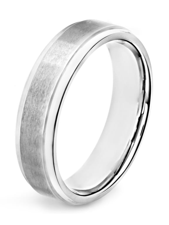 Jewelry Men's Brushed and Polished Ridged Titanium Band Ring (6mm)