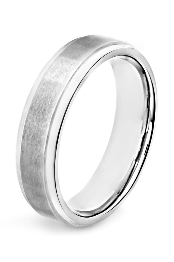 Jewelry Men's Brushed and Polished Ridged Titanium Band Ring (6mm)
