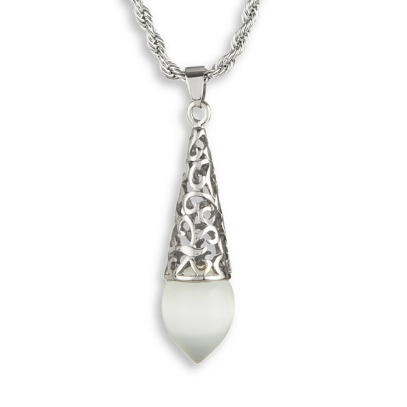 ELYA Jewelry Women's Cat's Eye Stone Teardrop Stainless Steel Necklace