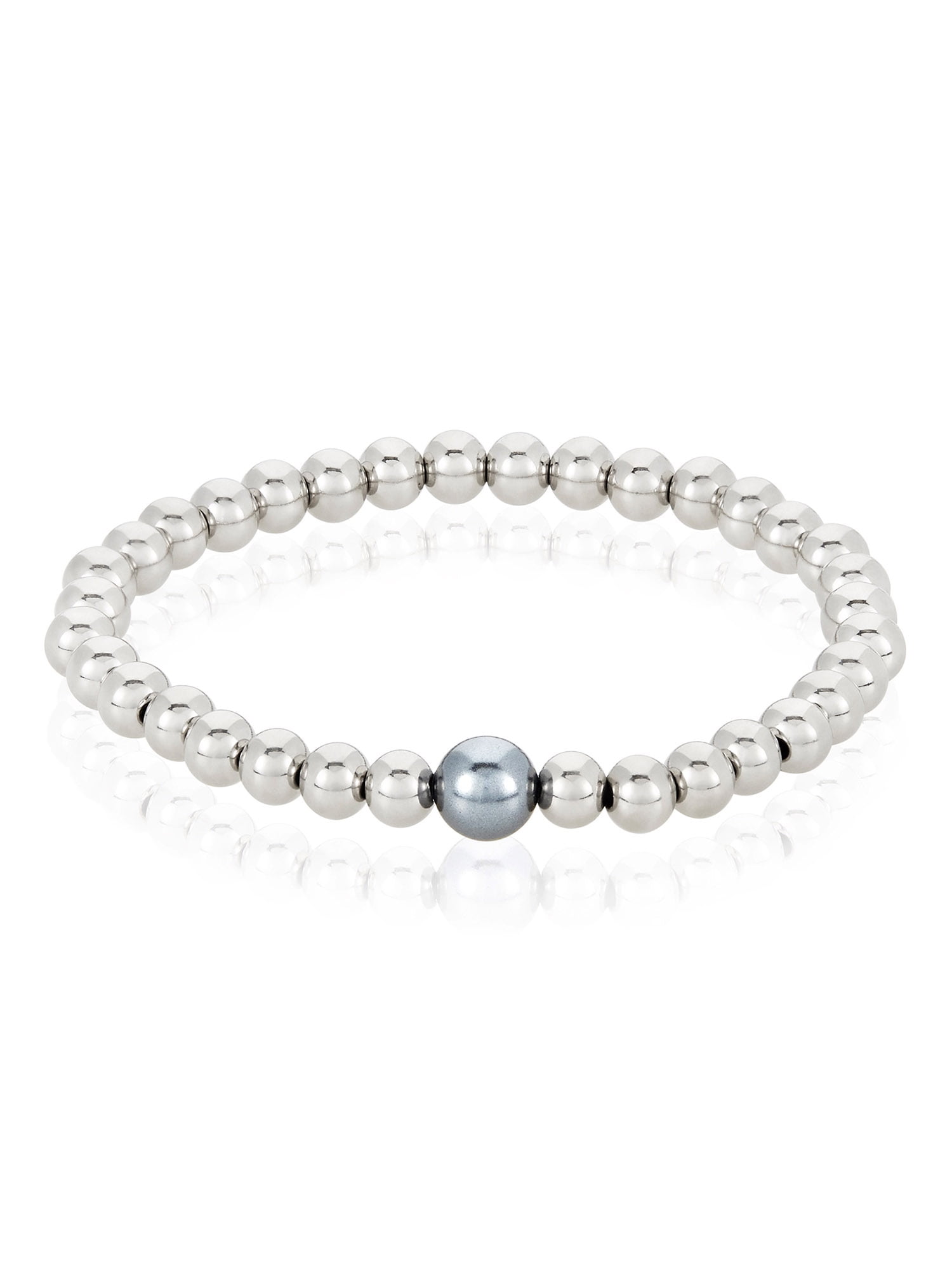 Coastal Jewelry Crystal Pearl Stainless Steel Beaded Stretch Bracelet