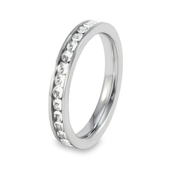 ELYA Jewelry Women's Cubic Zirconia Eternity Stainless Steel Ring