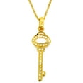 thumbnail image 1 of West Coast Jewelry Women's Polished Cubic Zirconia Key Shaped Gold Plated Necklace - 16", 1 of 4