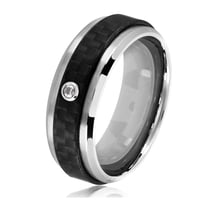 Crucible Jewelry Men's Bezel Set Cubic Zirconia Carbon Fiber Ring (8mm)