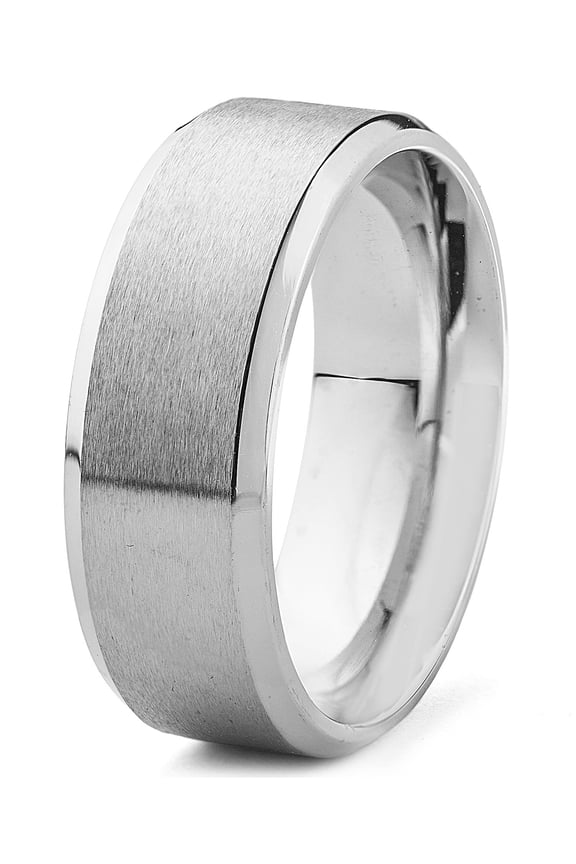 Men's Dual Finish Beveled Edge Stainless Steel Ring (8mm)