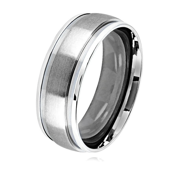 West Coast Jewelry Men's Dual Finish Steel Band Ring (8mm)