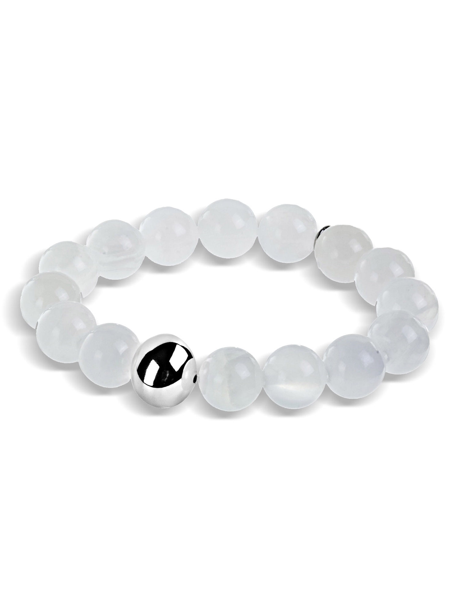 ELYA Coastal Jewelry Dyed White Jade Stainless Steel Bead Stretch Bracelet