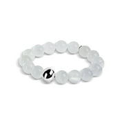 ELYA Women's Dyed White Jade Stainless Steel Bead Stretch Bracelet