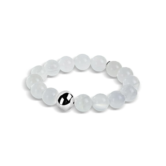 ELYA Women's Dyed White Jade Stainless Steel Bead Stretch Bracelet